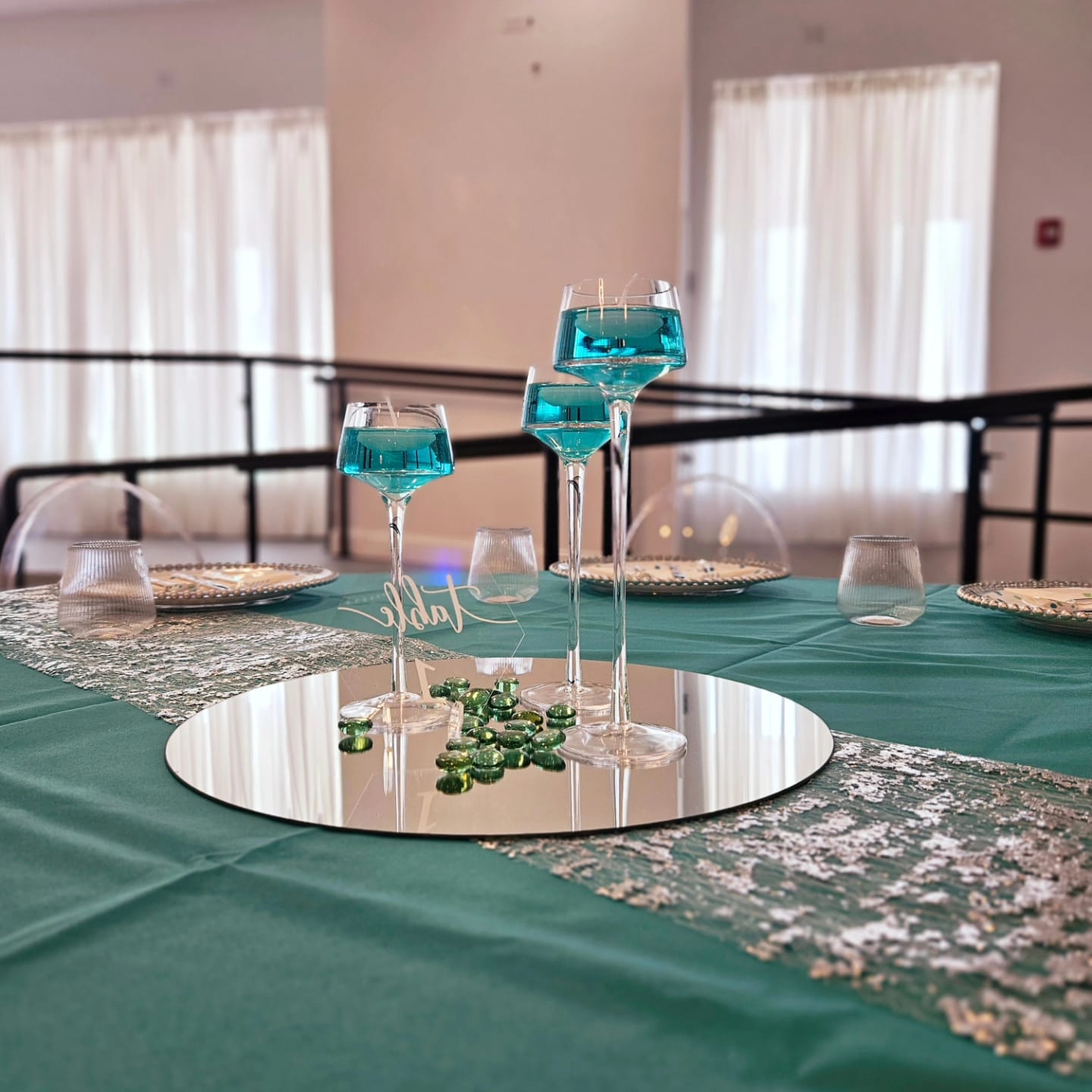 Table with glass wine cups